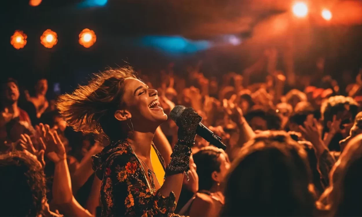 Un cantante de pop rock tocando en un escenario